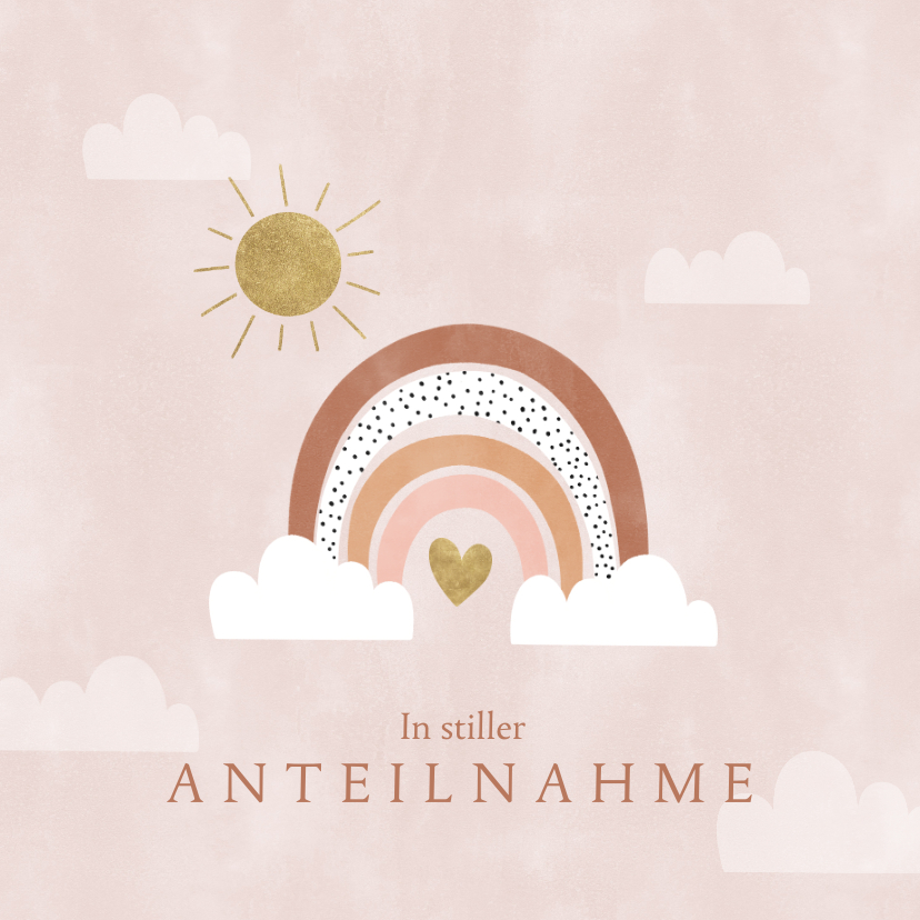 Trauerkarten - Beileidskarte Wolken & Regenbogen pastellrosa