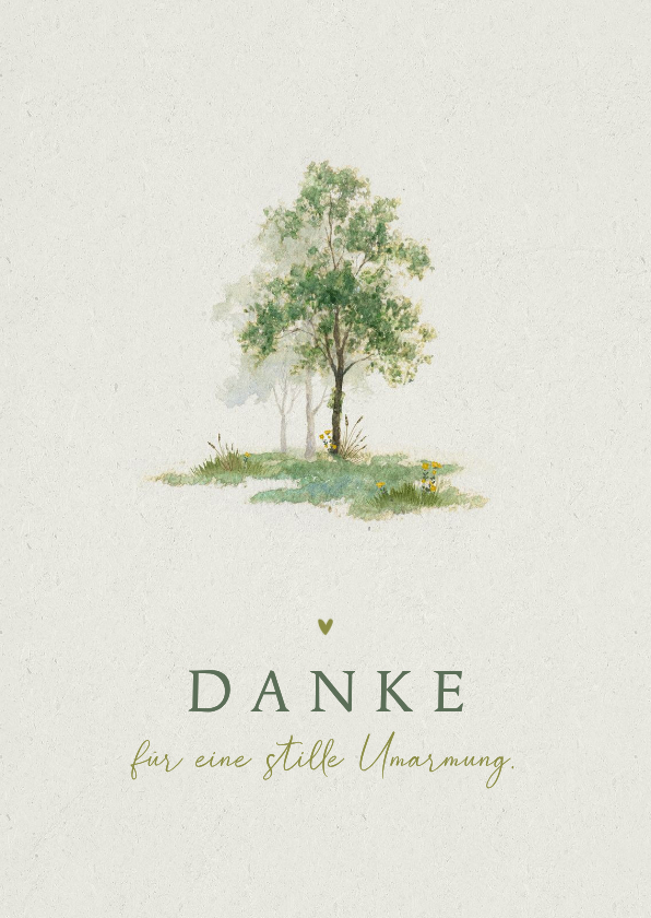 Trauerkarten - Dankeskarte Trauerkarte Baum Friedwald Aquarell