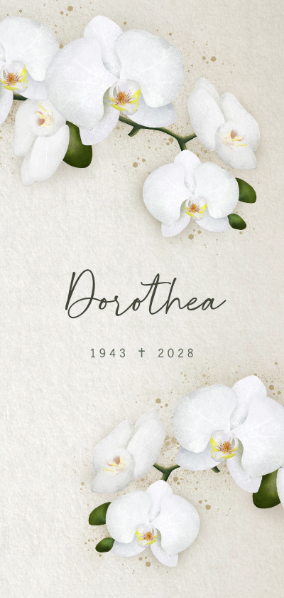 Trauerkarten - Einladung Beerdigung weiße Orchideen