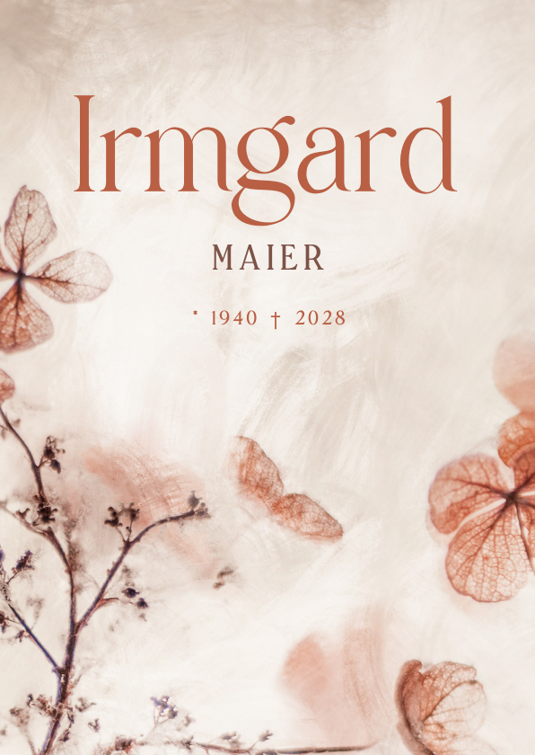 Trauerkarten - Einladung Trauerfeier florale Illustration