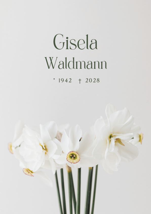 Trauerkarten - Einladung zur Trauerfeier Blumen-Fotografie