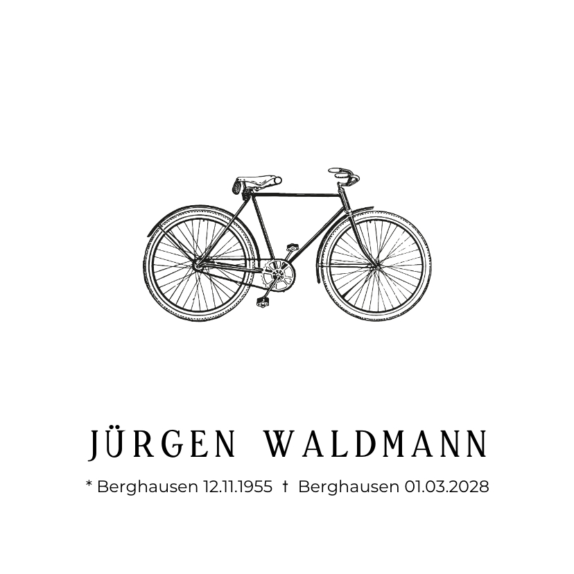 Trauerkarten - Einladung zur Trauerfeier Fahrrad