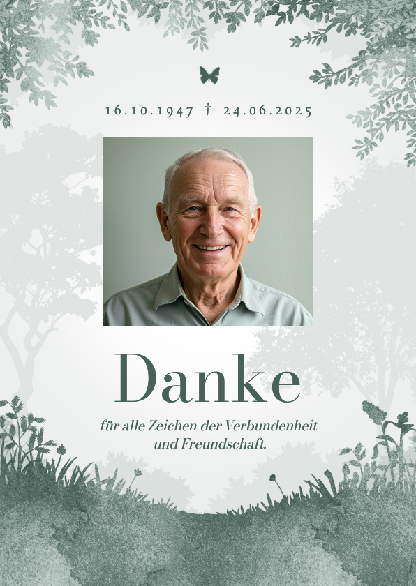 Foto-Dankeskarte Friedwald Aquarell Trauerkarte - Trauerkarten Trauerkarten - Foto-Dankeskarte Friedwald Aquarell Trauerkarte