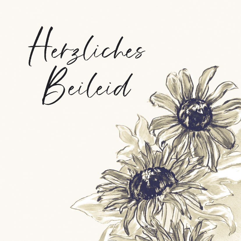 Trauerkarten - Karte Herzliches Beileid Sonnenblumen in Aquarell