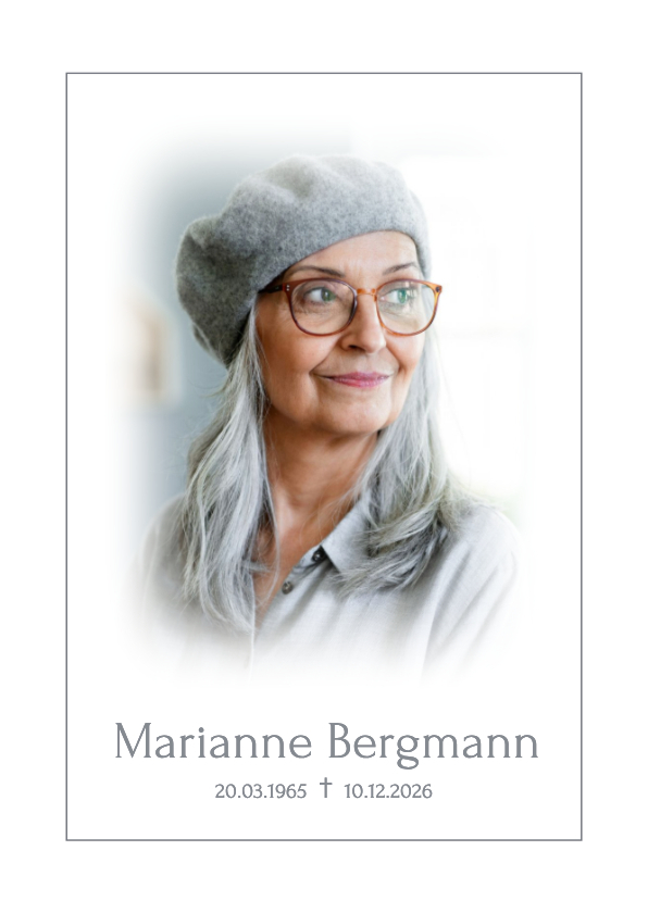 Minimalistische Trauerkarte mit Foto und Rahmen - Trauerkarten Trauerkarten - Minimalistische Trauerkarte mit Foto und Rahmen