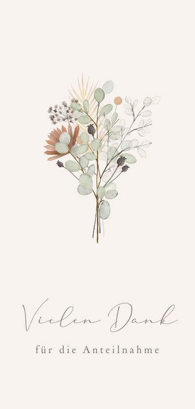 Trauerkarten - Trauer-Dankeskarte mit Trockenblumen