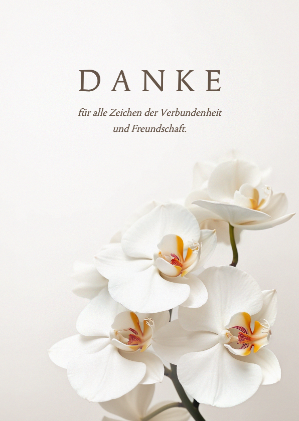 Trauerkarten - Trauerkarte Danke weiße Orichideen