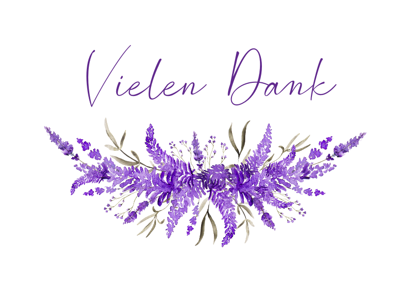 Trauerkarten - Trauerkarte Danksagung Blumengesteck Lavendel