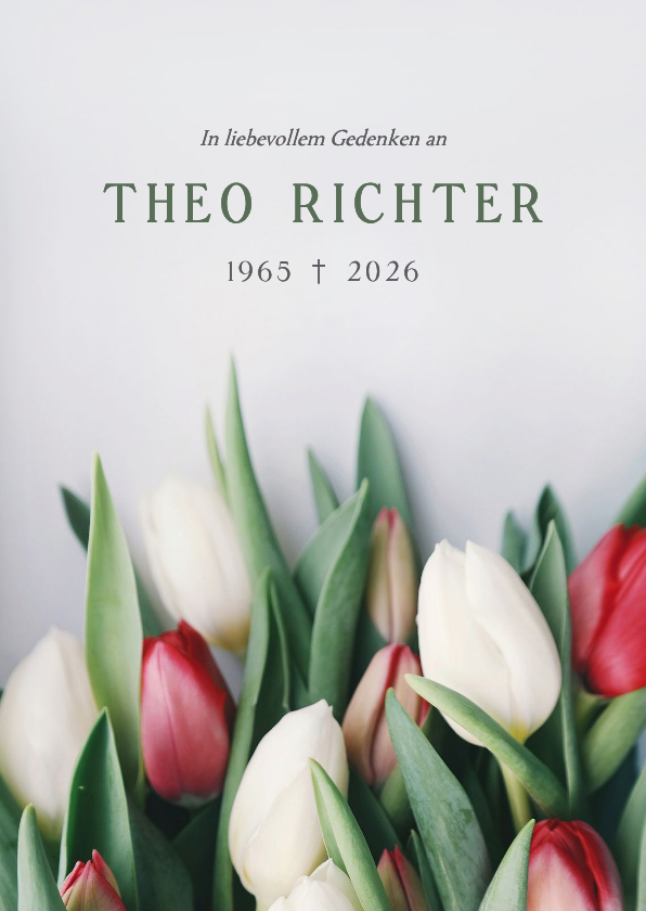Trauerkarte Einladung Tulpen rot und weiß - Trauerkarten Trauerkarten - Trauerkarte Einladung Tulpen rot und weiß