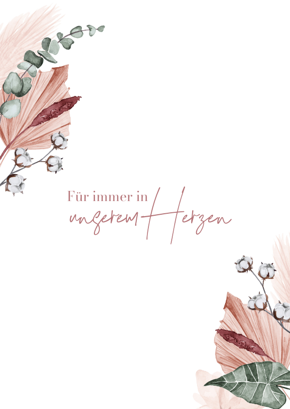 Trauerkarten - Trauermitteilung Stillgeburt mit altrosa Blumengesteck
