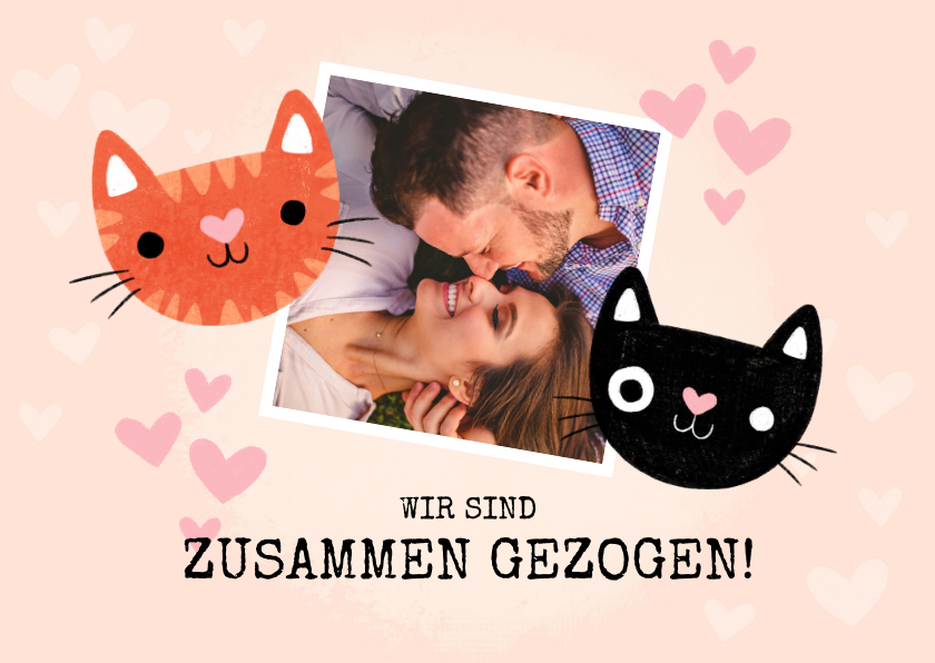 Umzugskarten - Neue Adresse Karte zusammenziehen Katzen