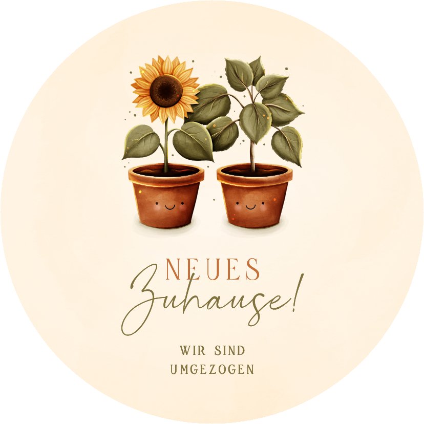 Runde Umzugskarte Topfpflanzen - Umzugskarten Umzugskarten - Runde Umzugskarte Topfpflanzen