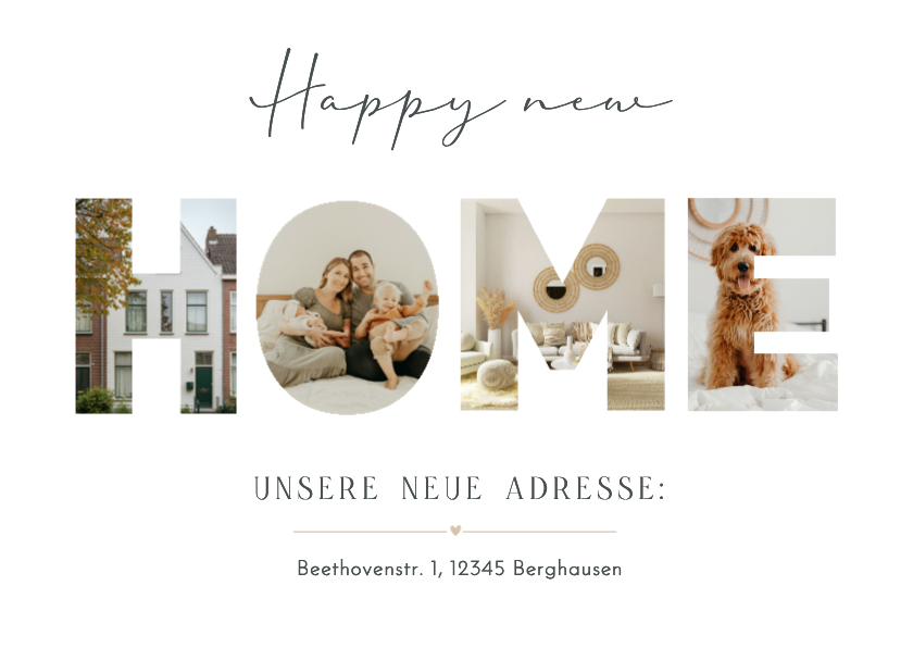 Umzugskarte Fotocollage Buchstaben HOME - Umzugskarten Umzugskarten - Umzugskarte Fotocollage Buchstaben HOME