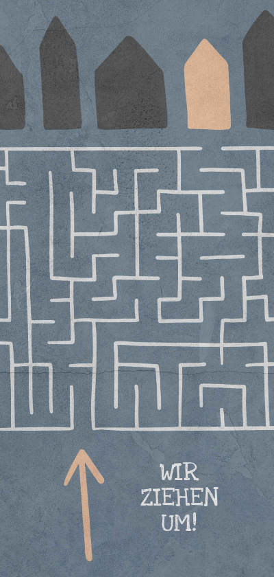 Umzugskarten - Umzugskarte Häuser mit Labyrinth