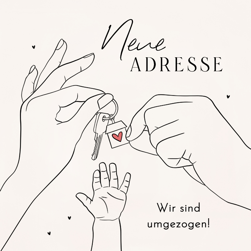 Umzugskarte Hausschlüssel mit Babyhand - Umzugskarten Umzugskarten - Umzugskarte Hausschlüssel mit Babyhand