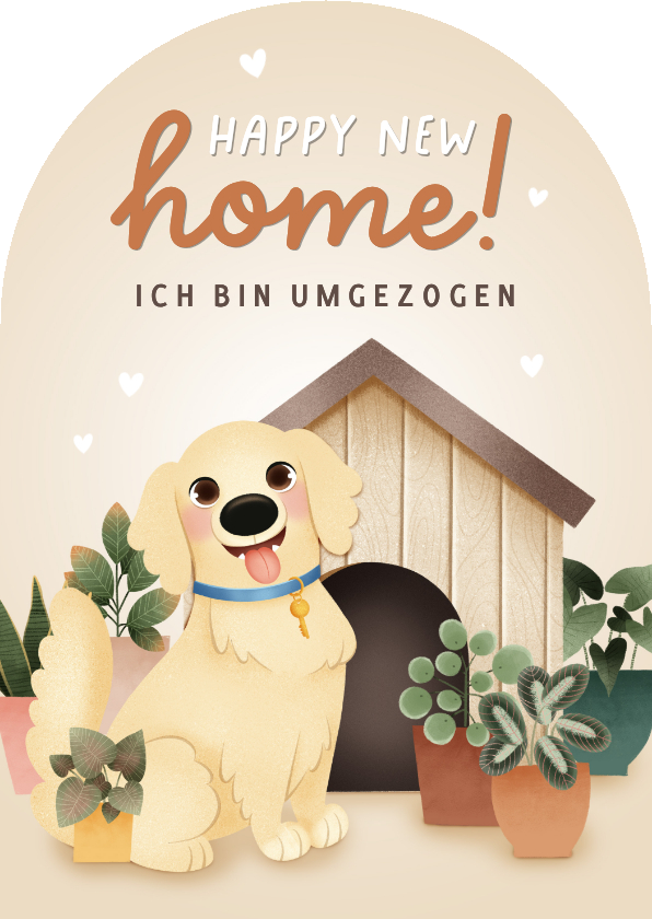 Umzugskarte Hund mit Hundehütte 'Happy New Home' - Umzugskarten Umzugskarten - Umzugskarte Hund mit Hundehütte 'Happy New Home'