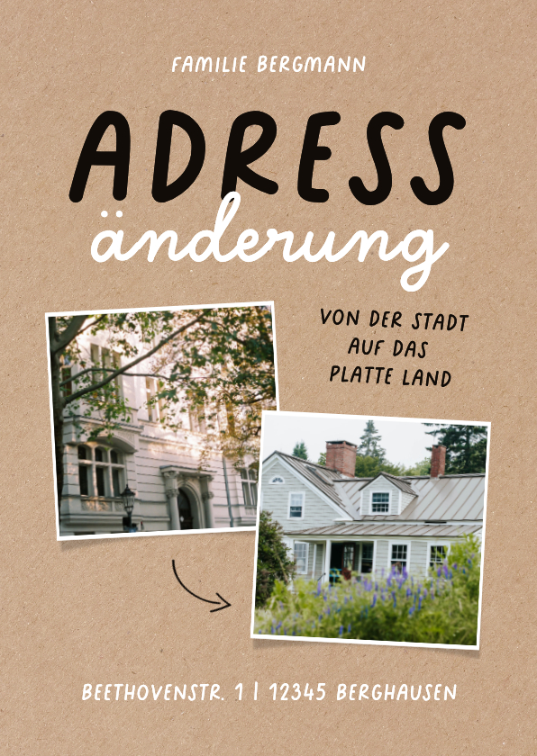 Umzugskarten - Umzugskarte Kraft Stadt platte Land Fotocollage