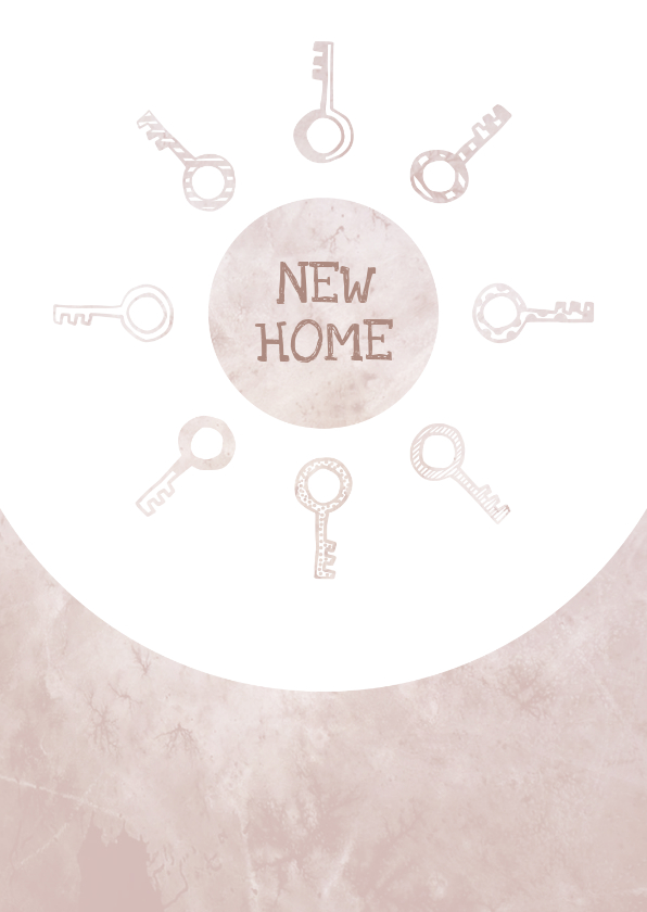 Umzugskarten - Umzugskarte 'new home' rosa mit Schlüsseln