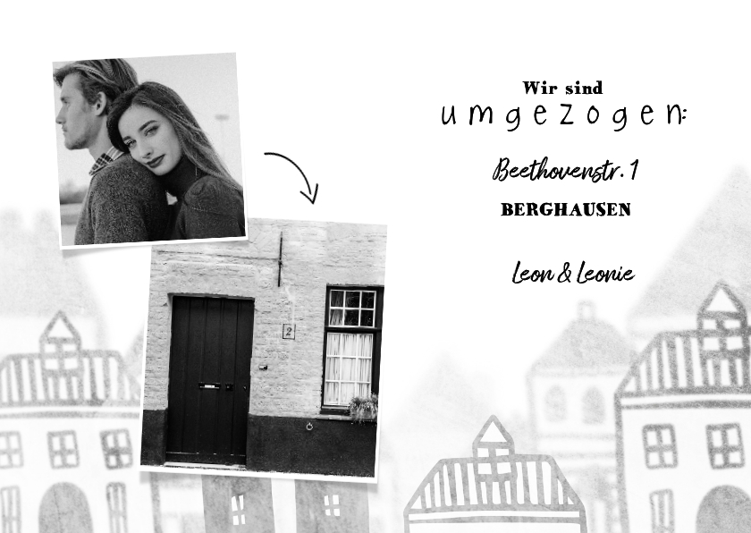 Umzugskarte schwarz-weiß Illustration und Fotos - Umzugskarten Umzugskarten - Umzugskarte schwarz-weiß Illustration und Fotos