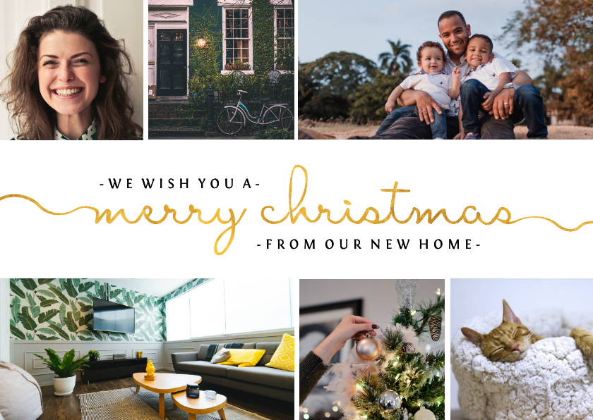 Umzugskarte zu Weihnachten mit Fotocollage-englisch - Umzugskarten Umzugskarten - Umzugskarte zu Weihnachten mit Fotocollage-englisch