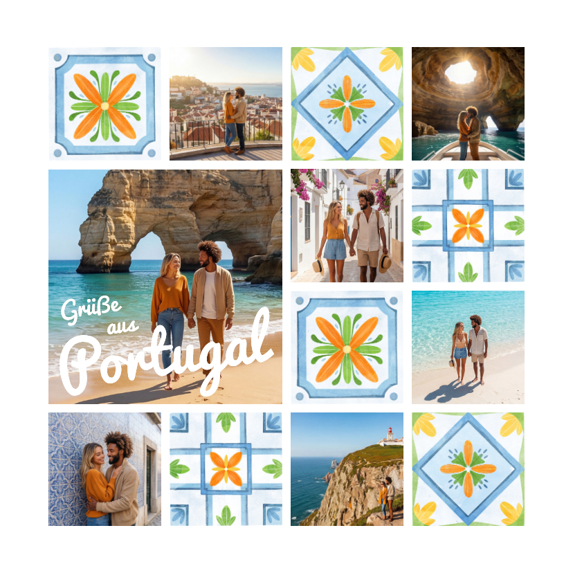 Urlaubskarten - Foto-Grußkarte Portugiesische Fliesen