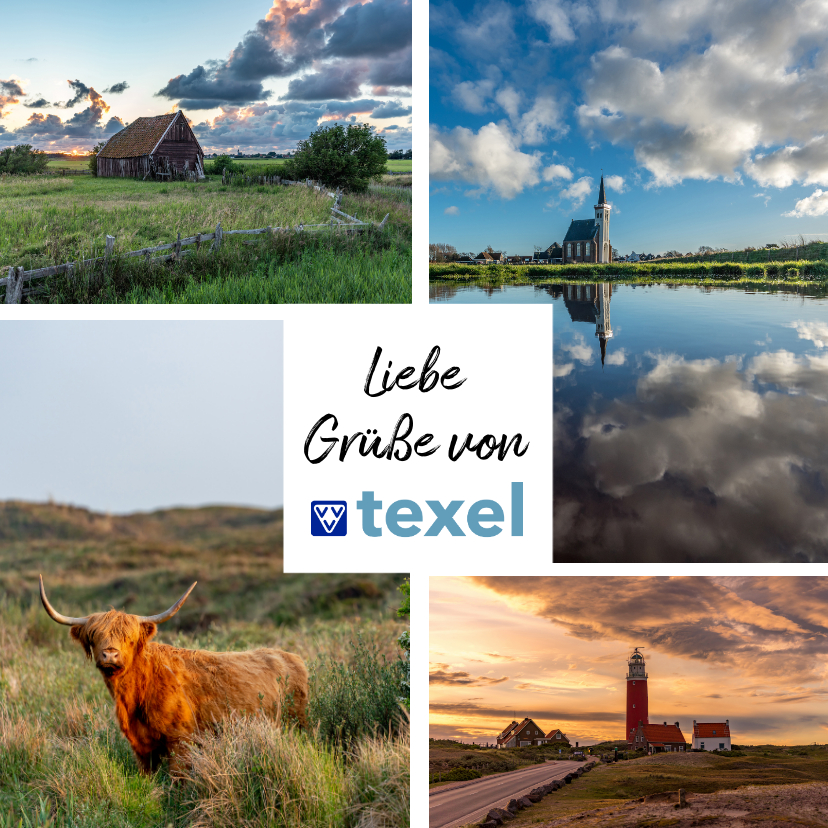 Urlaubskarten - Fotokarte Liebe Grüße von Texel 
