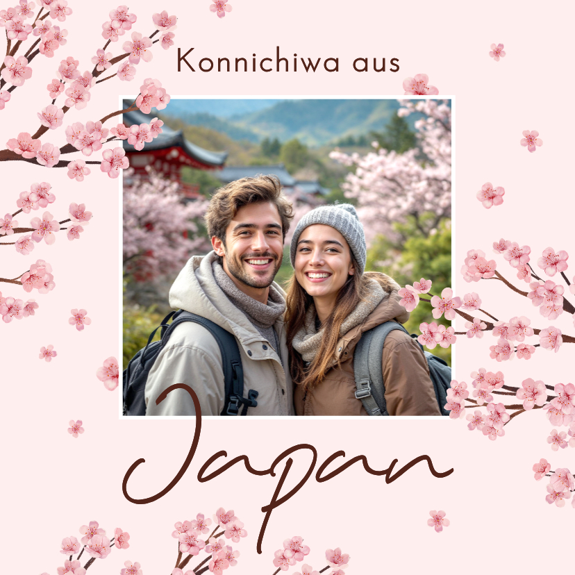 Urlaubskarten - Fotokarte Urlaub in Japan Kirschblüten