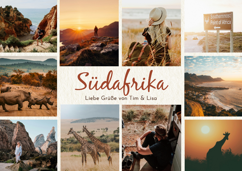 Urlaubskarten - Fotokarte Urlaubsgrüße Südafrika 10 Fotos