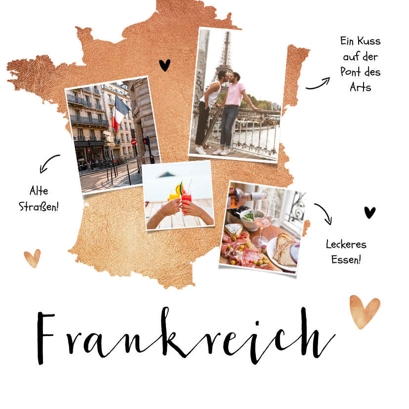 Urlaubskarten - Grußkarte aus Frankreich mit eigenen Fotos & Herzen