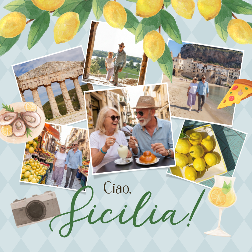 Urlaubskarten - Grußkarte Fotocollage Sizilien-Urlaub
