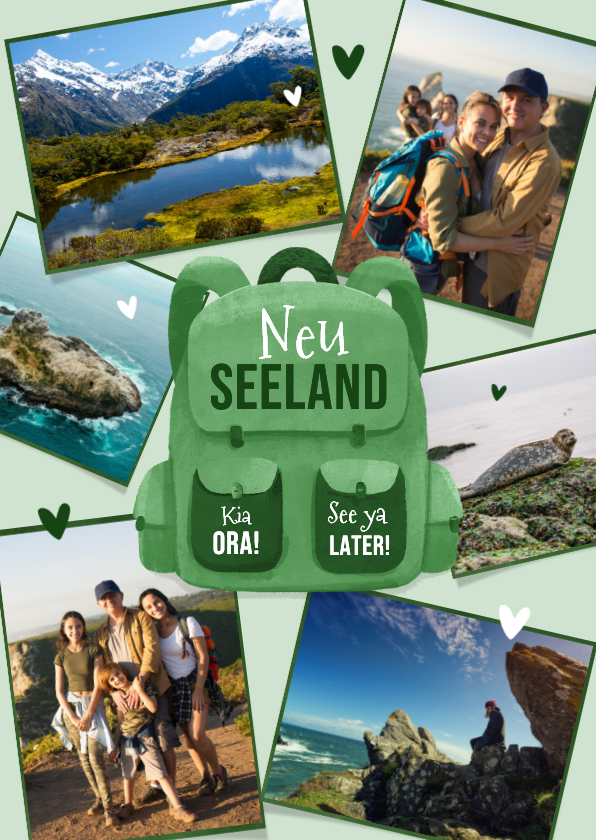 Urlaubskarten - Postkarte Fotos & Rucksack Rundreise Neuseeland