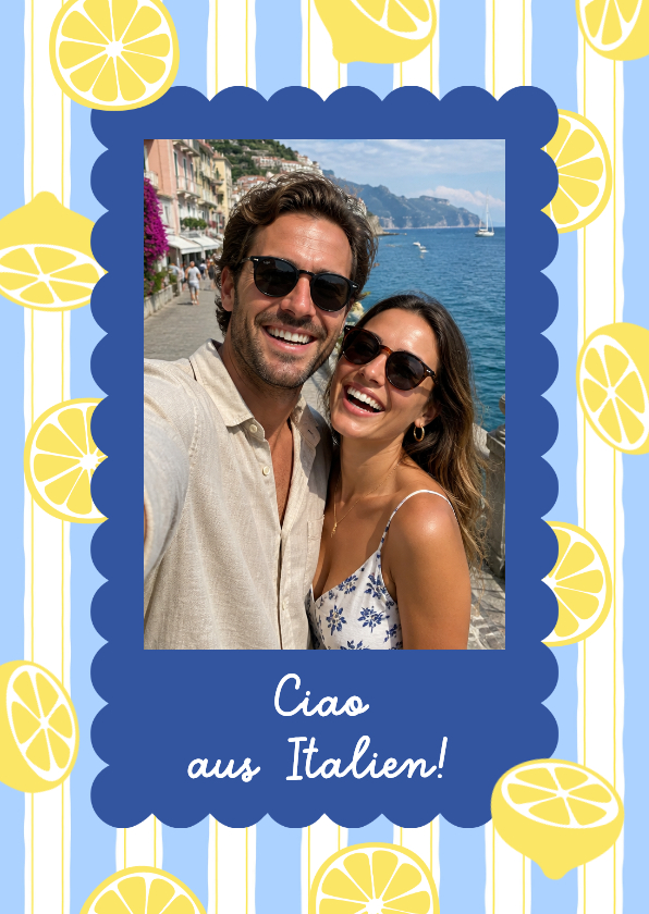 Urlaubskarten - Postkarte Italienurlaub Foto & Zitronen