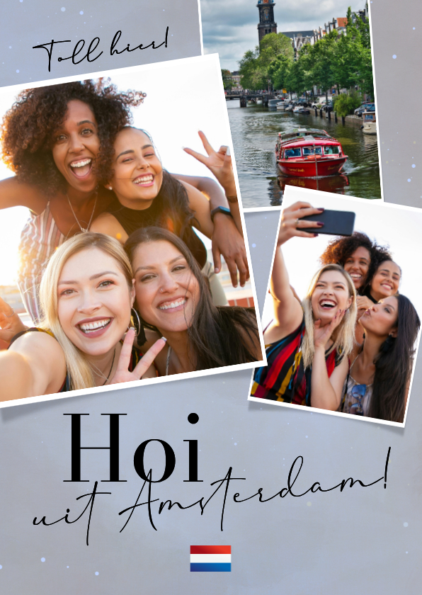 Urlaubskarten - Postkarte Städtetrip 'Hoi uit Amsterdam' mit 3 Fotos