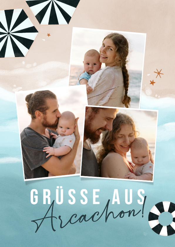 Urlaubskarten - Postkarte Strandurlaub 3 Fotos