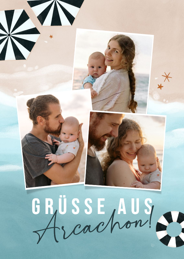 Postkarte Strandurlaub 3 Fotos - Urlaubskarten Urlaubskarten - Postkarte Strandurlaub 3 Fotos