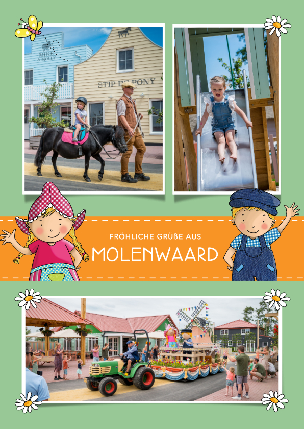 Uralubskarte Fotocollage 'Fien & Teun' Grüße aus Molenwaard - Urlaubskarten Urlaubskarten - Uralubskarte Fotocollage 'Fien & Teun' Grüße aus Molenwaard
