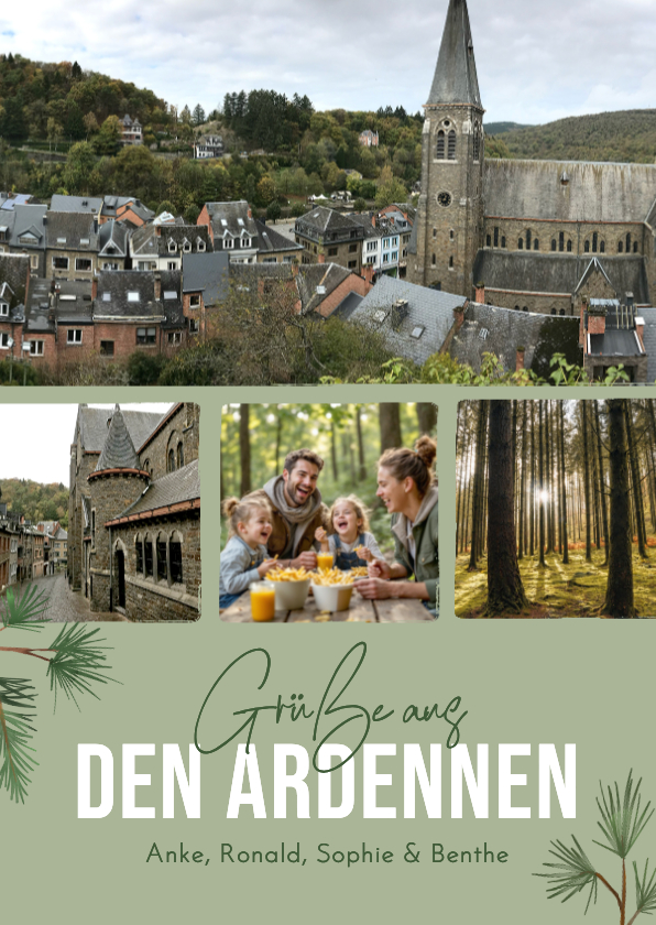 Urlaubskarte Fotocollage Grüße aus den Ardennen Belgien - Urlaubskarten Urlaubskarten - Urlaubskarte Fotocollage Grüße aus den Ardennen Belgien