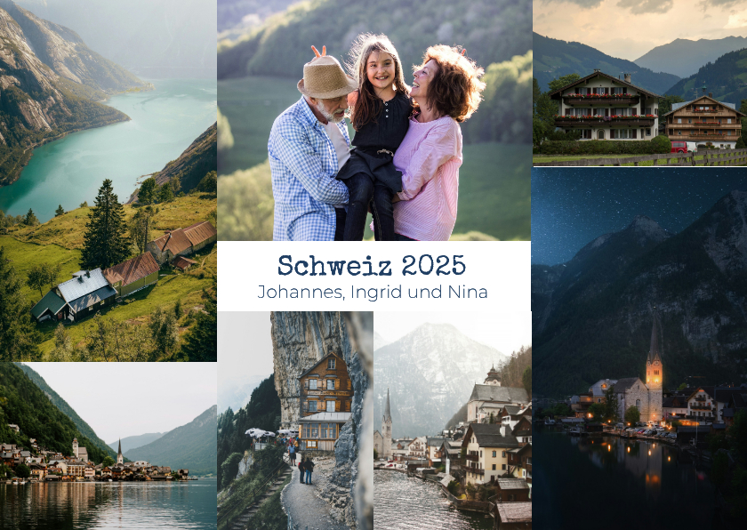 Urlaubskarten - Urlaubskarte Fotocollage Schweiz modern