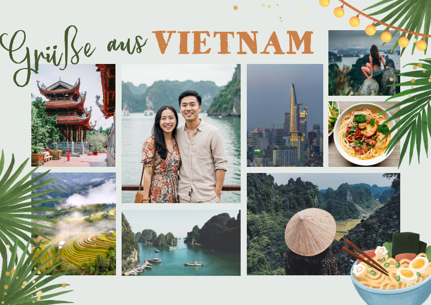 Urlaubskarten - Urlaubskarte Fotocollage Vietnam mit Pho
