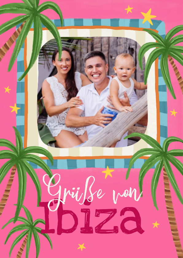 Urlaubskarten - Urlaubskarte Ibiza Foto & Palmen