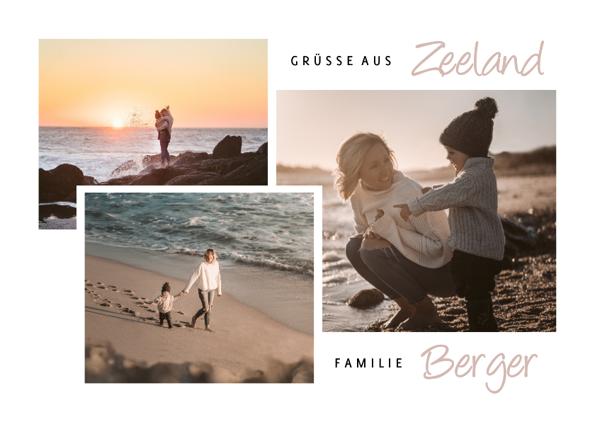 Urlaubskarte mit drei Fotos anpassbares Land - Urlaubskarten Urlaubskarten - Urlaubskarte mit drei Fotos anpassbares Land