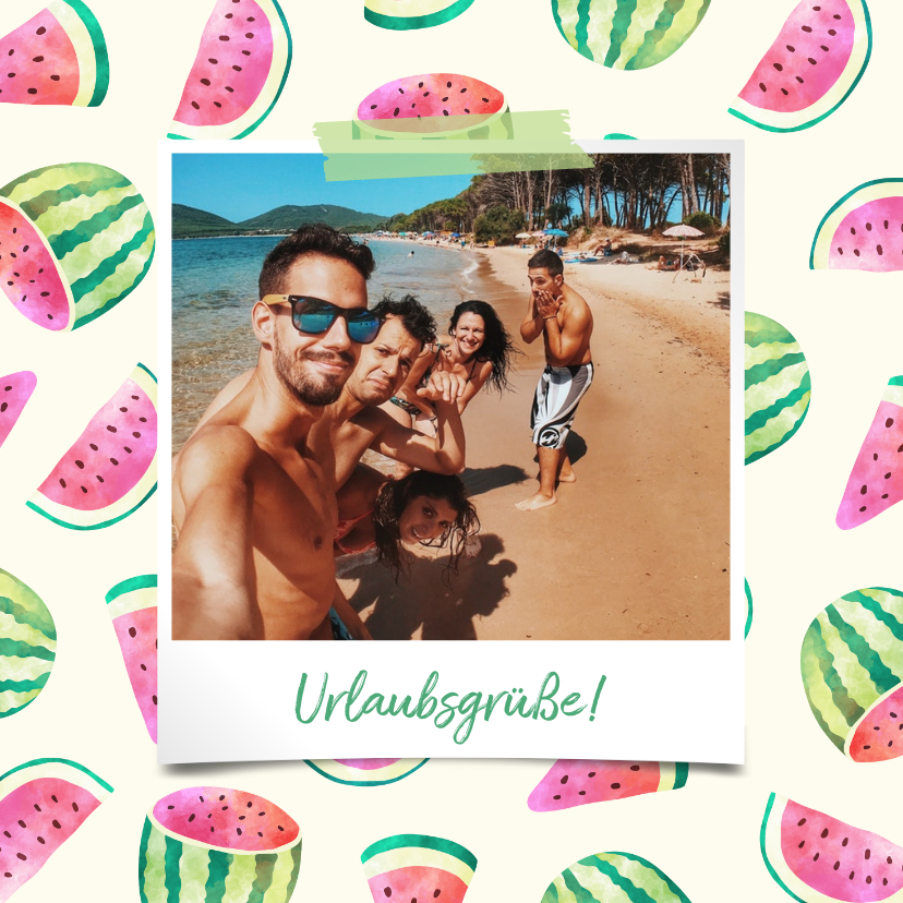 Urlaubskarten - Urlaubskarte Polaroidfoto und Melonen Muster