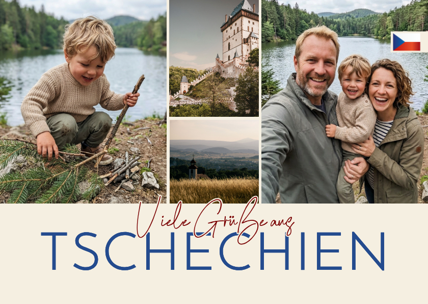 Urlaubskarten - Urlaubskarte Tschechien Fotocollage 