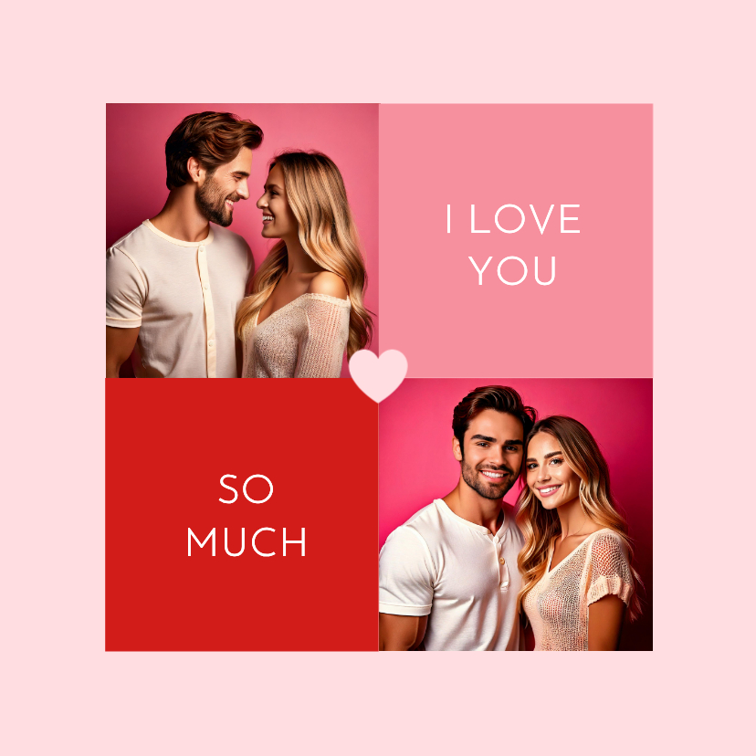 Valentinskarten - Fotokarte Valentin 'I love you so much' rosa-rot