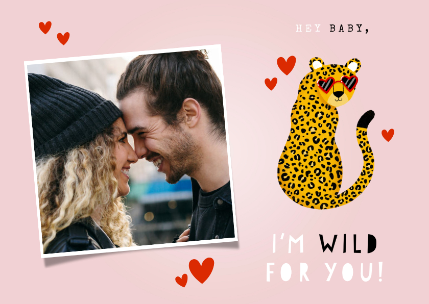 Valentinskarten - Fotokarte Valentinstag Leopard