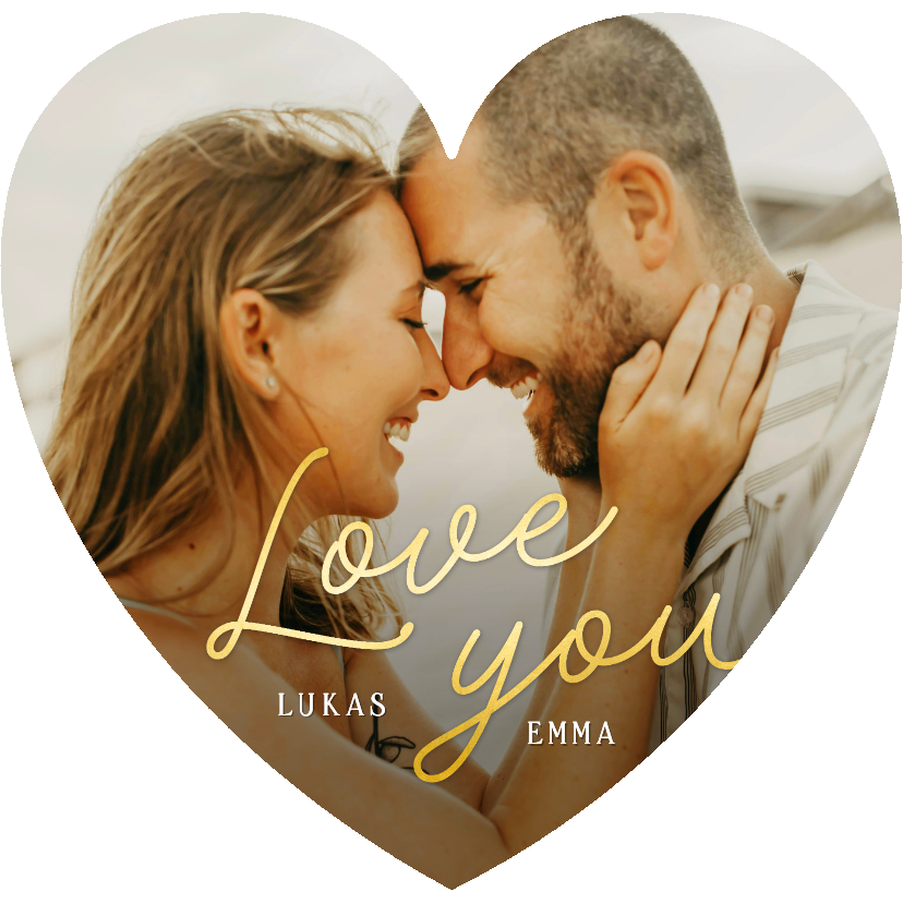 Valentinskarten - Fotokarte Valentinstag 'Love You' Namen Herzform