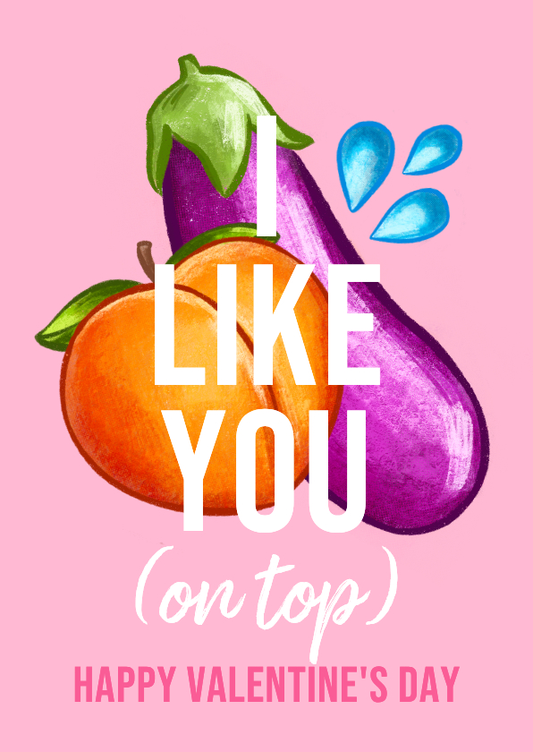 Valentinskarten - Freche Valentinskarte 'I like you (on top)'