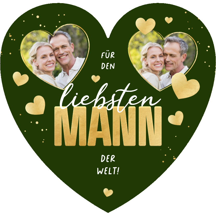 Valentinskarten - Grüne Valentinskarte Herzform & Fotos Mann