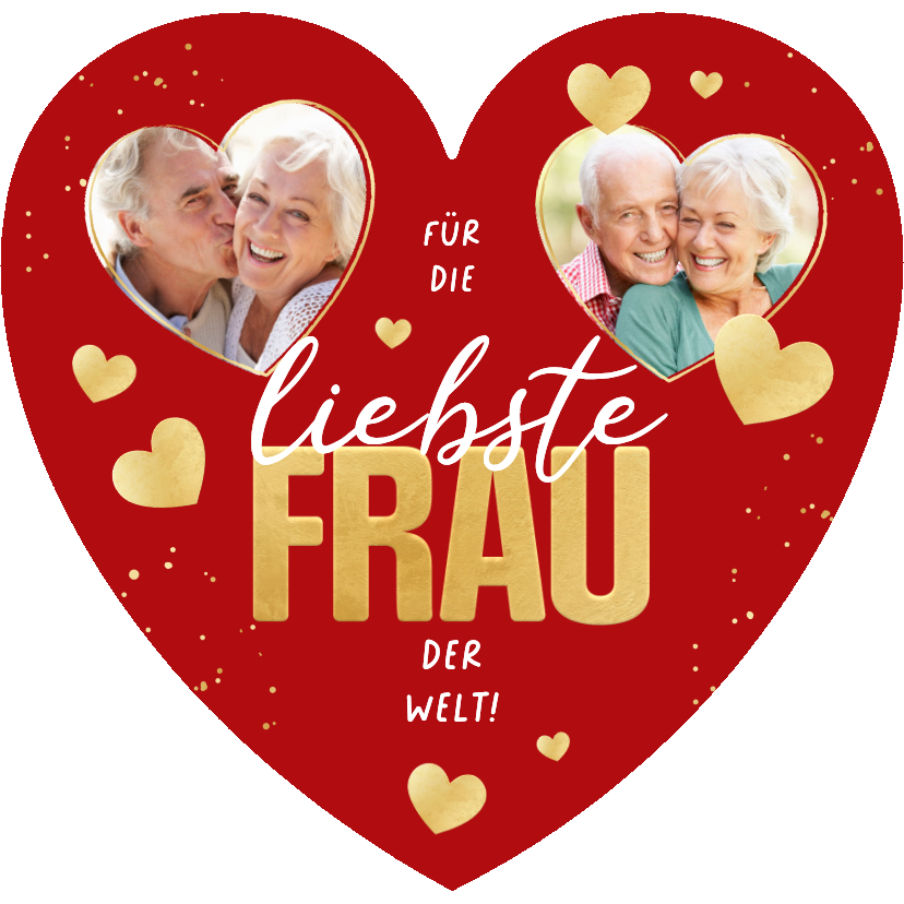 Valentinskarten - Rote Valentinskarte Herzform & Fotos Frau