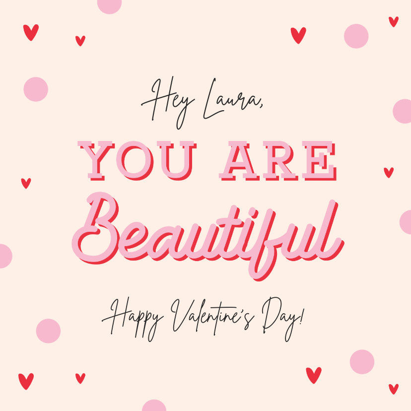 Valentinskarten - Valentins-Grußkarte 'You are beautiful'